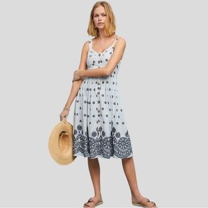 MAEVE by Anthropologie Savoy Blue Embroidered Sun Dress, 12P